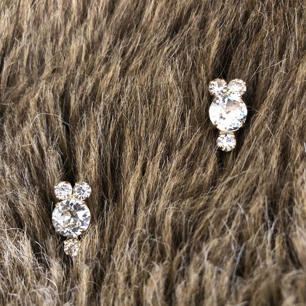 Vintage mid century clear rhinestone clip earrings - Picture 3 of 7